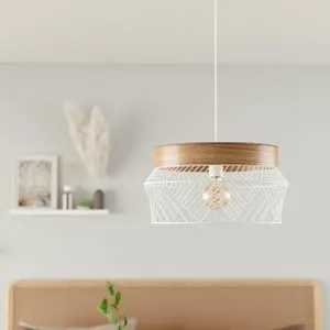 Lámpara de techo colgante de acero blanca 1 luz E27 Kanel INSPIRE 45 cm