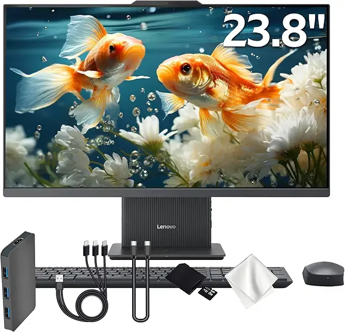 Lenovo IdeaCentre AIO 3 23.8" FHD All-in-One Desktop, AMD Ryzen 5 7535HS, 16GB DDR5, 1.5TB Storage (512GB SSD&1TB Docking Station), Radeon 660M Graphics, Wireless Keyboard & Mouse, Win 11, Gray