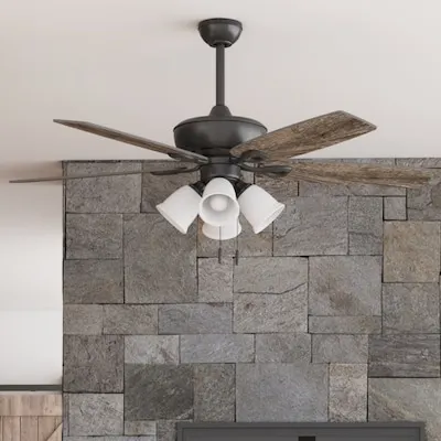 Centreville 52-in Oil-Rubbed Bronze Flush Mount Ceiling Fan With Light Chain