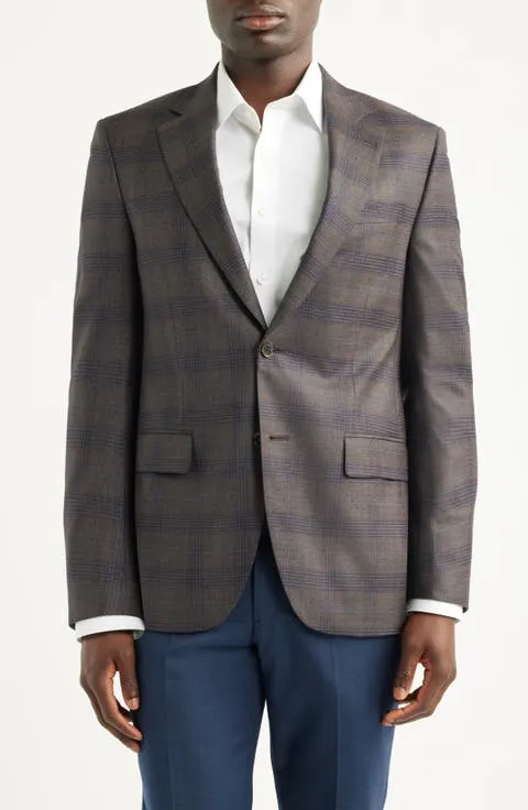 Flynn Classic Fit Brown Plaid Wool Sport Coat