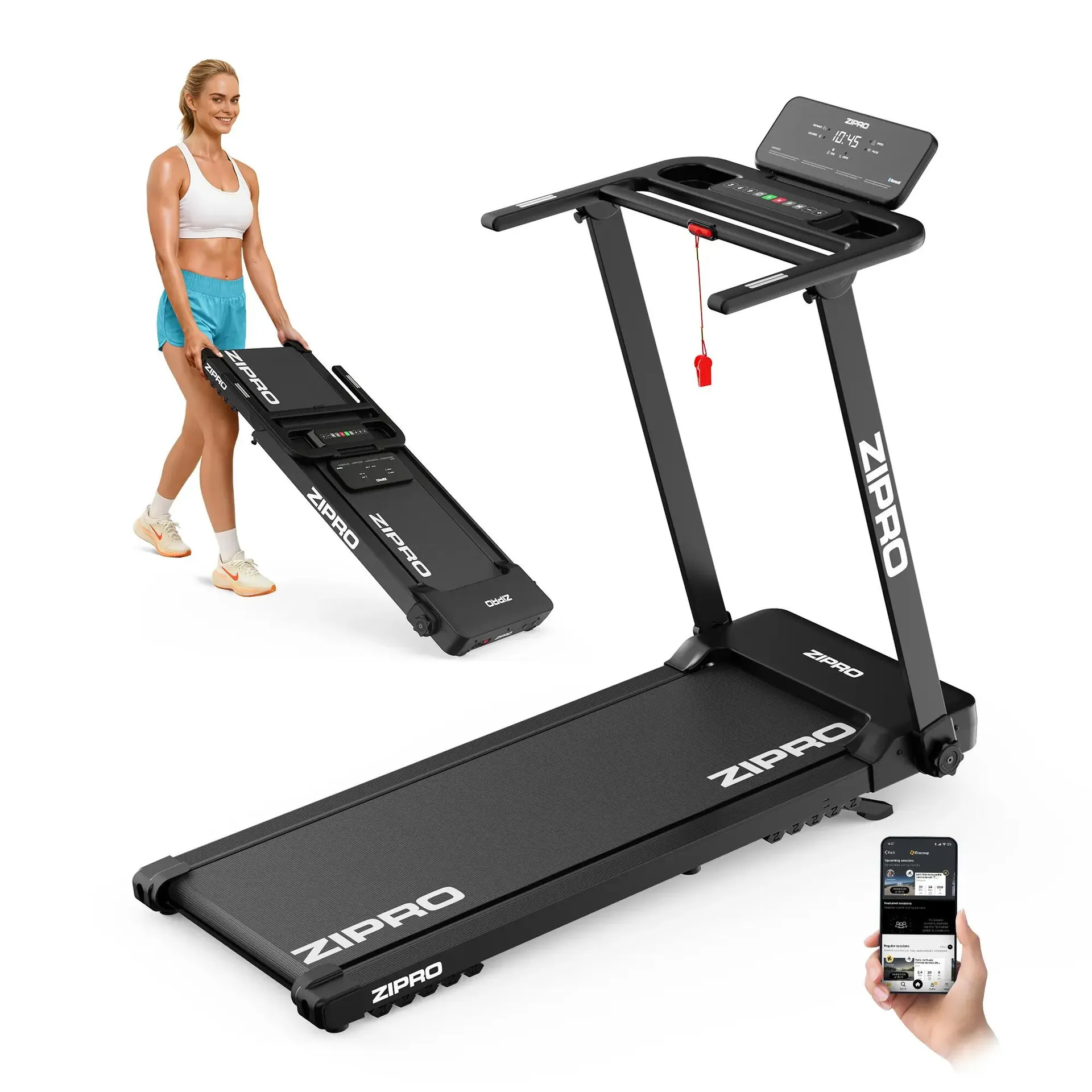 ZIPRO Kompaktní skládací běžecký pás Forma Lite, 12 km/h, 2 úrovně sklonu, 120 kg, APP