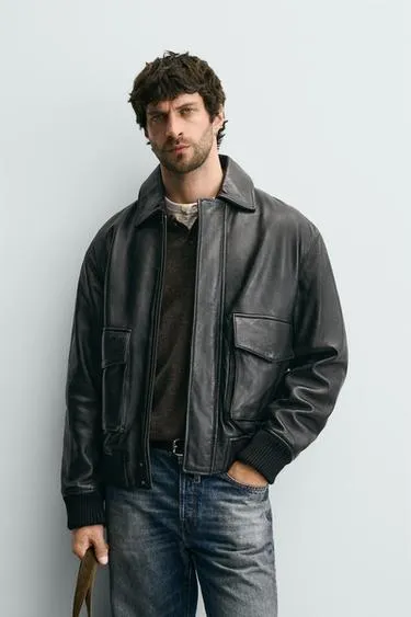RELAXED FIT LEATHER JACKET