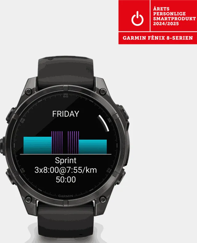 fenix 8 – 47 mm, AMOLED, Sapphire, Titanium, smartklokke - Grå