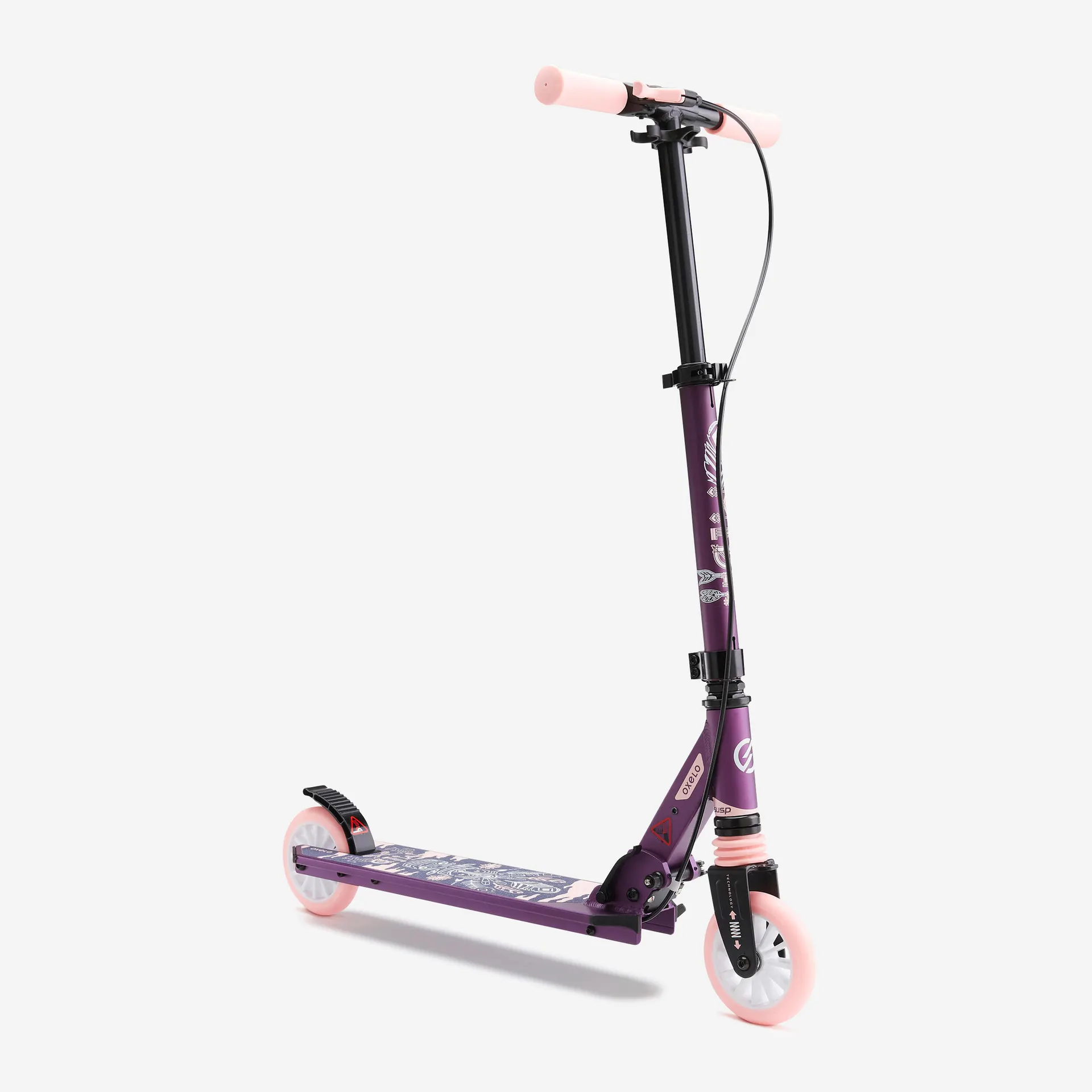 OXELO Dětská koloběžka s brzdou na řídítkách a odpružením MID 5