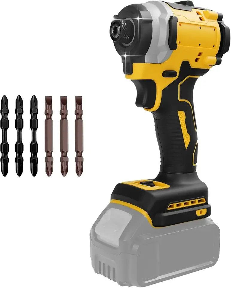 Cordless Impact Driver for Dewalt 20V Battery, Brushless 1/4" Impact Driver, 3-Speed(0-3250 RPM), 3800 IPM Power Impact Drill with LED Light, for Home Improvement Tasks(no battery)