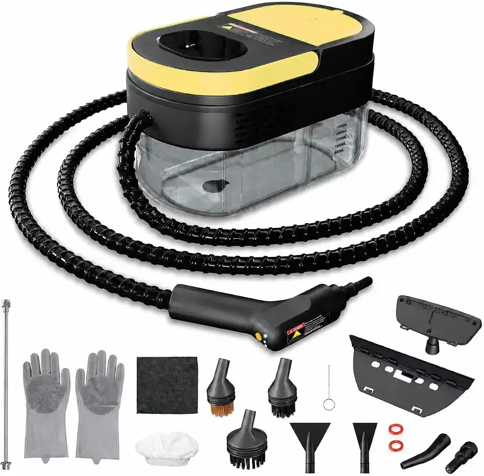 CHOWERFLY Steam Cleaner, 3 Level Adjustable Handle Control | 1.69 Quarts Tank, 15s Heat Up, Handle Steam Cleaner for Home, Steamer for Cleaning for Living Room, Light Yellow