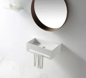 BERNSTEIN - TWG02 Lavabo suspendido de piedra maciza con toallero integrado - 60x40x20cm