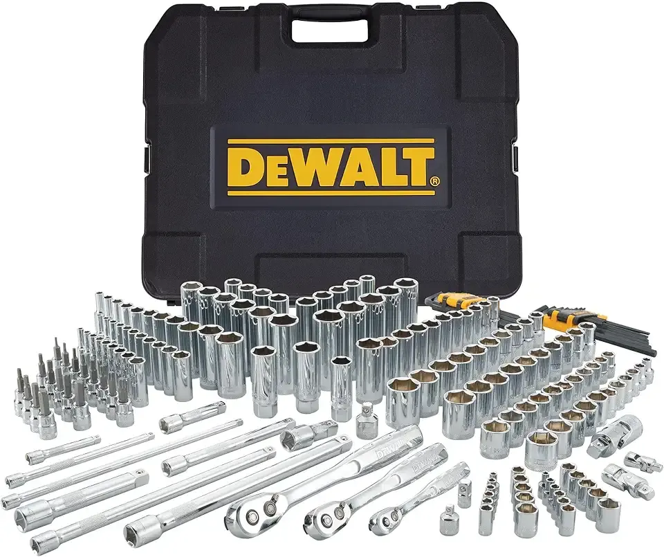 DEWALT Mechanics Tool Set, SAE and Metric Socket Wrench Set, Drive Sizes 1/2, 1/4, 3/8 Socket Set, 192-Piece Tool Box (DWMT75049)