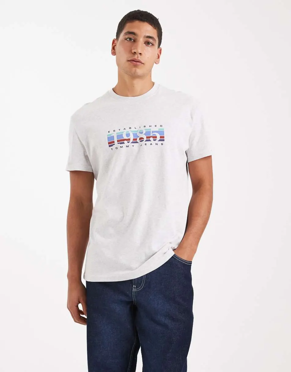 Tommy Jeans 1985 graphic box logo t-shirt in grey