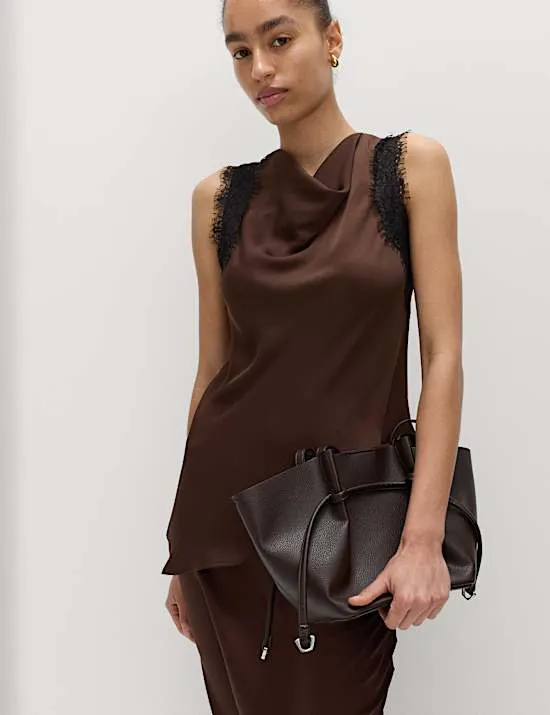 Lace Insert Draped Top