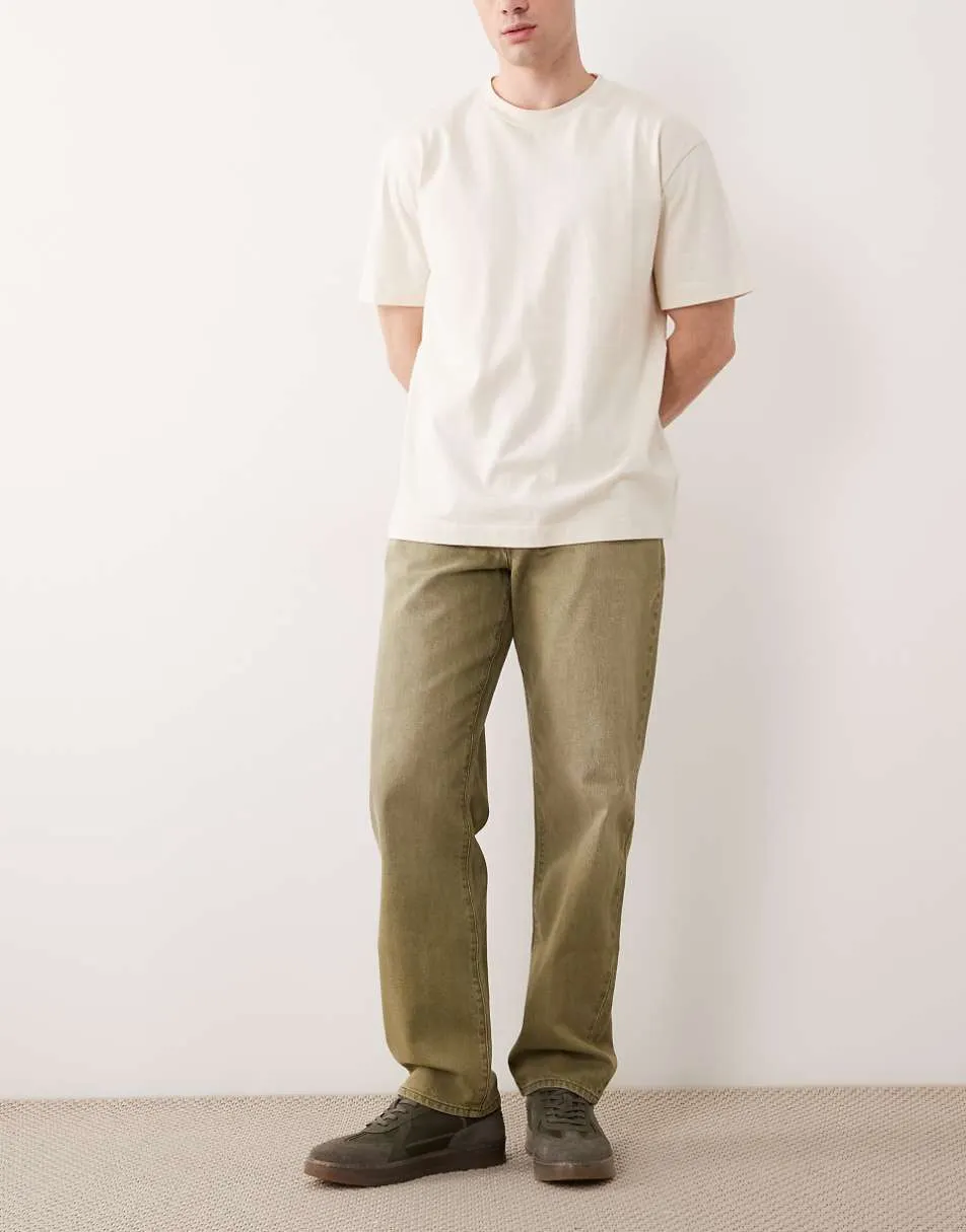 ASOS DESIGN straight jeans in washed green