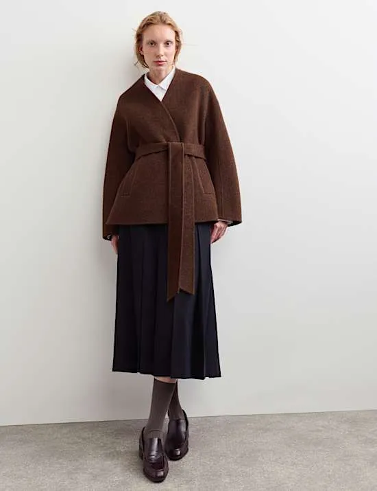 Wool Rich With Cashmere Collarless Coat