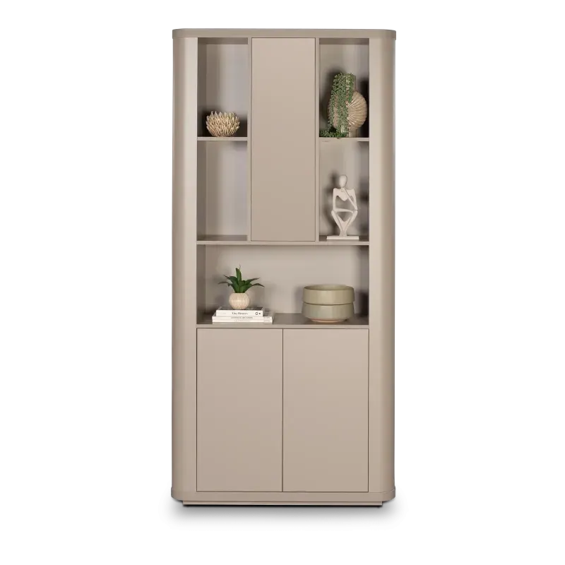 Wandkast Monaco - 100 cm - Grijsbeige - 3 deuren, 5 vakken