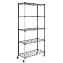 thinkstar 5 Tier Shelf Shelving Unit With Wheels,AdjustableÃ‚Â Metal Shelves For Sto...