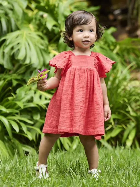 Robe bébé en gaze de coton - rouge