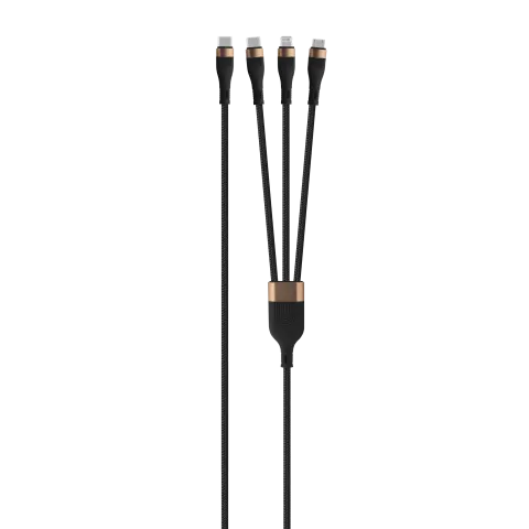 Datový kabel 3v1 Type-C - Type-C/Lightning/Micro 100W černá