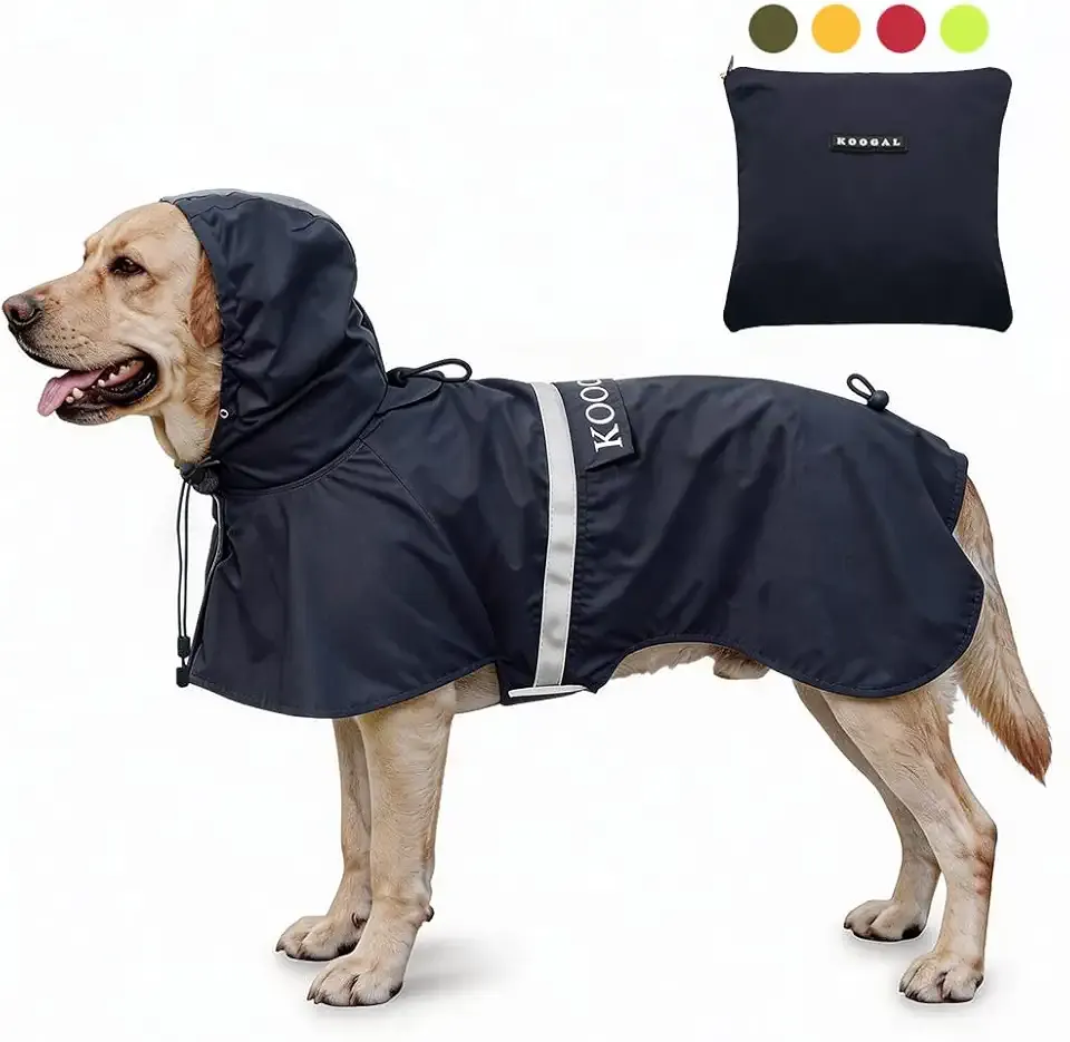Pet Large Dog Raincoat Apparel Poncho Waterproof for Medium Large Sized for Dog Rain Coat Clothes (Navy Blue, 5XL)