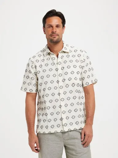 Just Jeans Short Sleeve Diamond Dobby Shirt