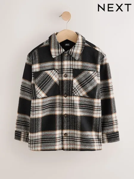 Black/White Check Jersey Lined Overshirt (3-16yrs)