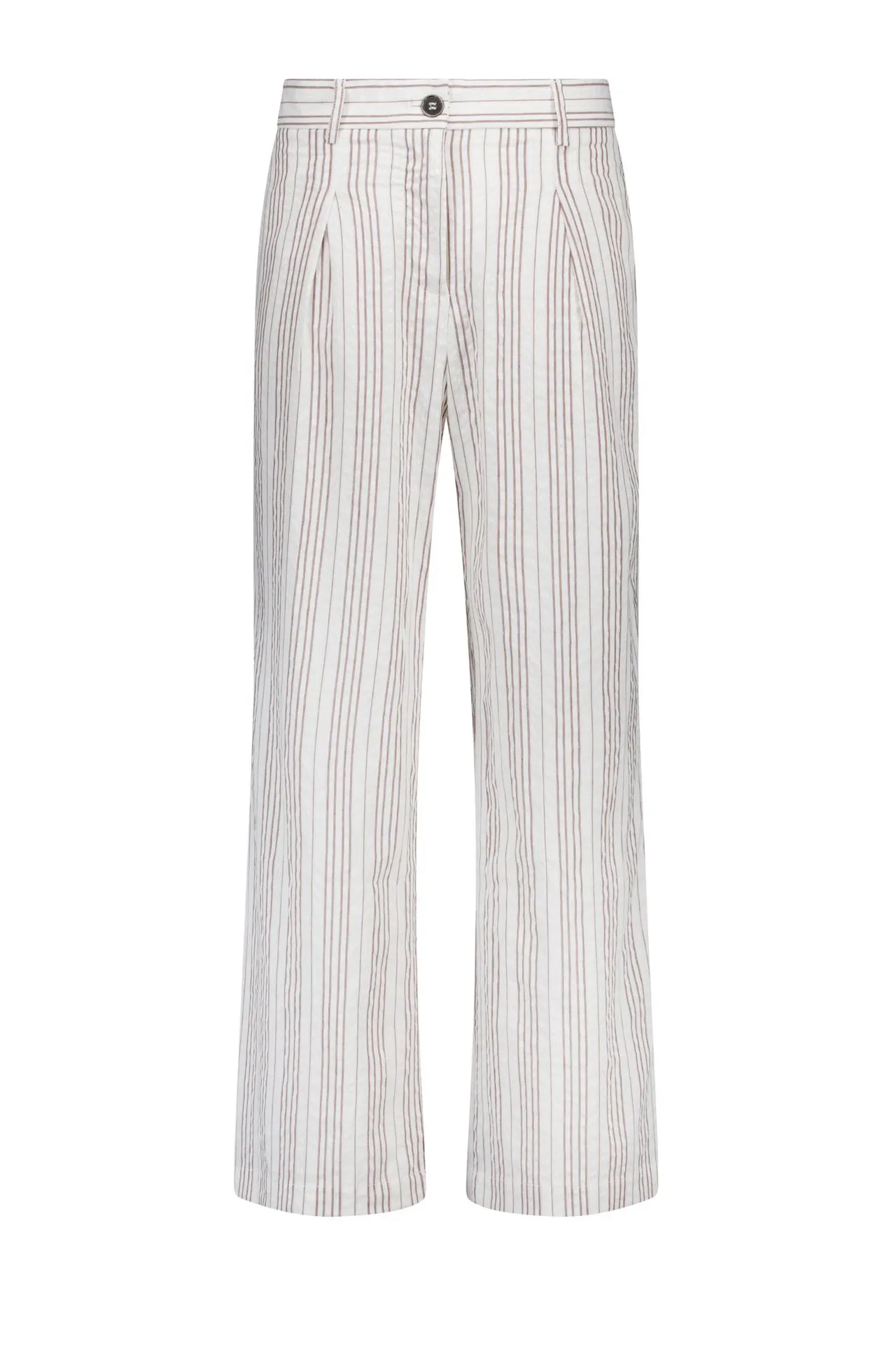 Wide fit broek | Ecru/bruin | Gestreept