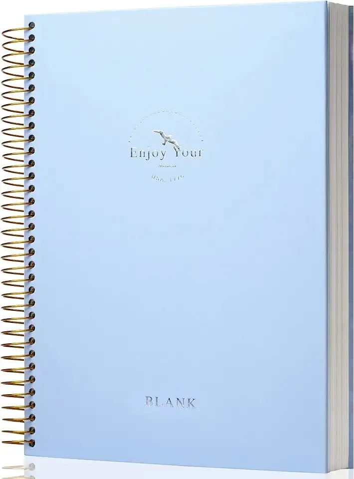 FLYING EAGLE Blank Paper Spiral notebook Journal 8.5 x 11 Blank Large Spiral Notebook 210 Pages Hardcover Spiral Notebook Sketchbook Sketch Book for drawing for Men Women,Blue