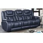 Global Furniture Apex Leather Power Reclining Sofa with Drop Down Table and Power Headrests - Navy Blue
