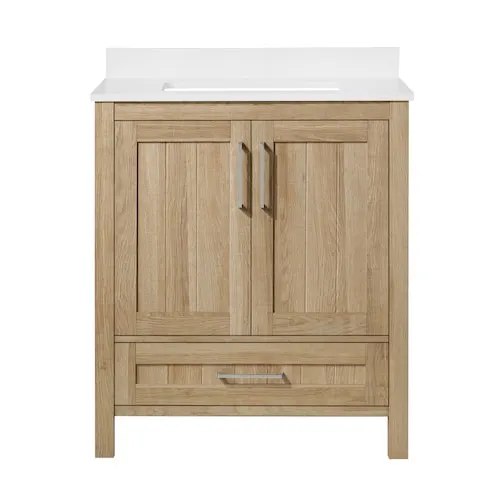 Kansas 30 inch Single Sink Bathroom Vanity in White Oak Finish