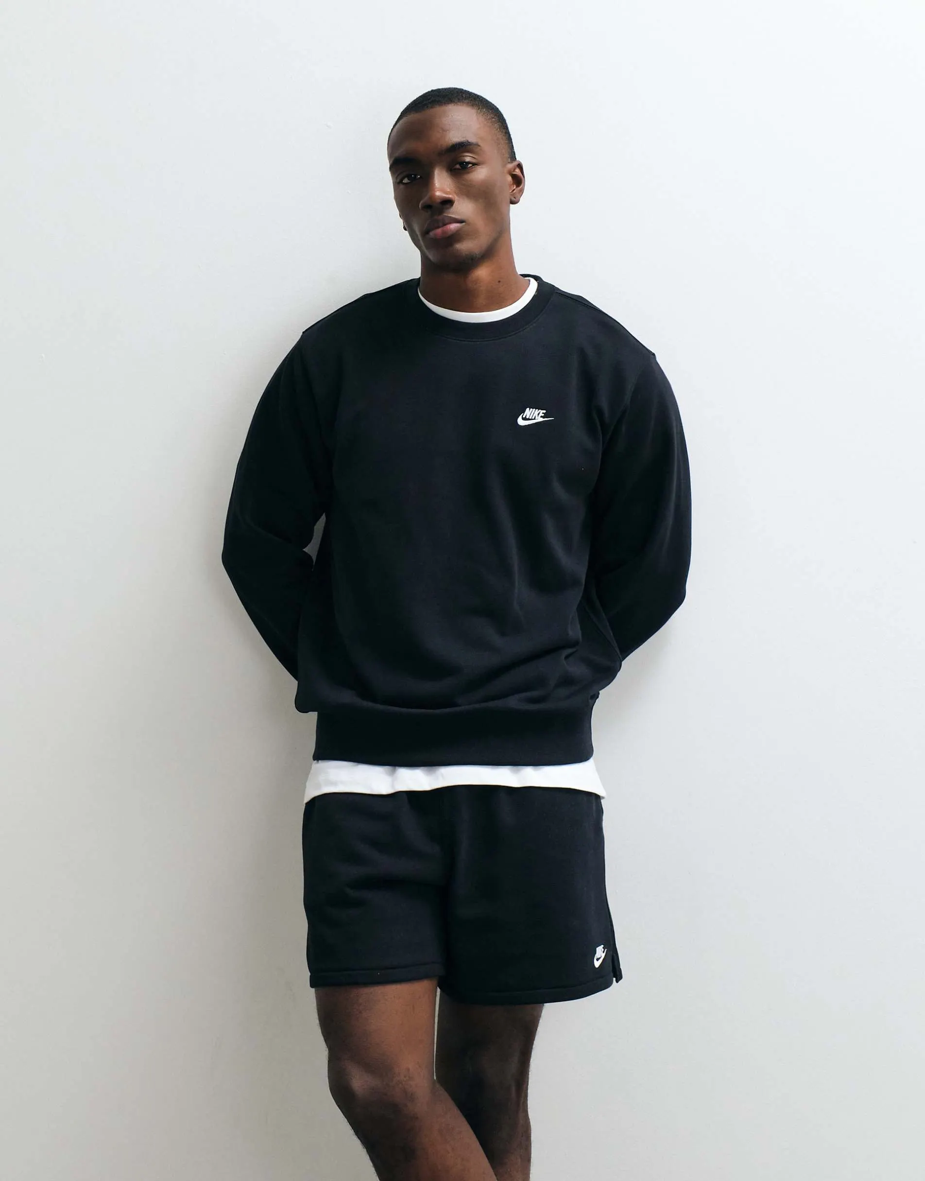 Nike Club French Terry sweatshirt in black
