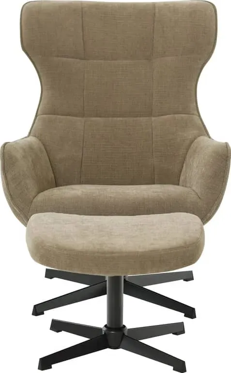 Weston Six hvilestol m /sving, vipp og pall Stoff Symbol taupe, svart pulverlakkert understell