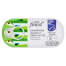 Tesco Finest Cantabrian Anchovy Fillets in Oil 50g
