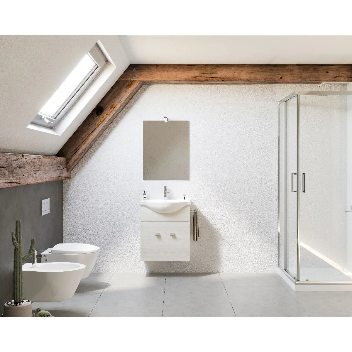 Composizione Bagno 2 Ante Rovere Ghiaccio