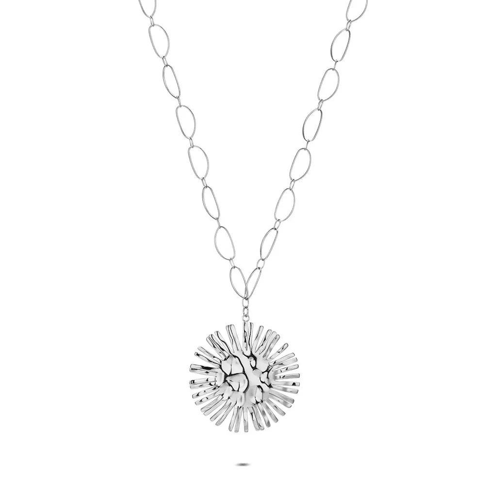 Halsketting in edelstaal, zonvorm
