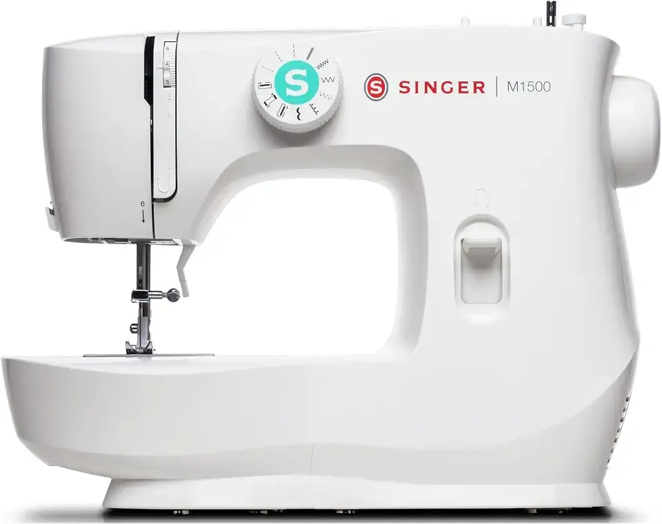 SINGER® M1500 Lightweight & Portable Sewing Machine with Accessory Kit | 6 stitches deliver 57 applications, easy stitch selection, 4-step buttonhole, LED light, great for quilting, crafts & mending