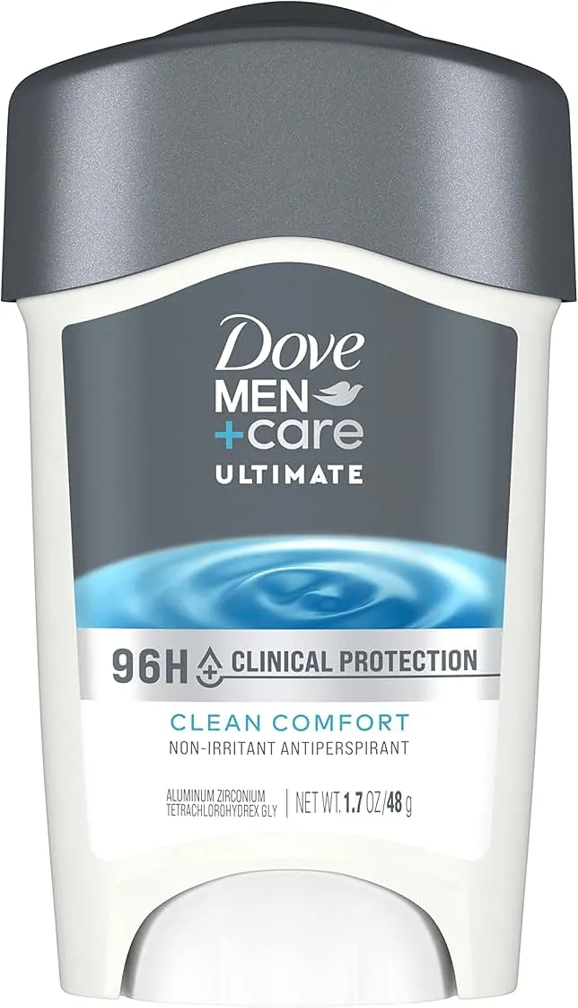 DOVE MEN + CARE Clinical Protection Antiperspirant Clean Comfort Stick for Men 96-Hour Sweat and Odor Protection Clinical Strength Antiperspirant with 1/4 Moisturizing Cream 1.7 oz