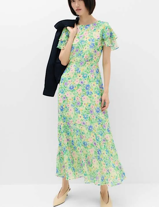 Midi-Teekleid mit Blumenmuster