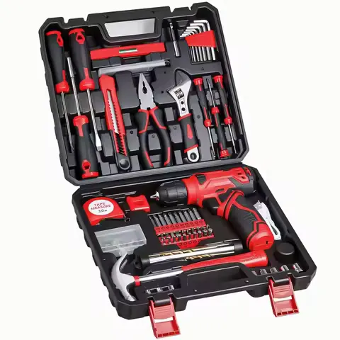 8V Cordless Drill Set, 132-Piece Home Tool Set for DIY & Home Improvement
