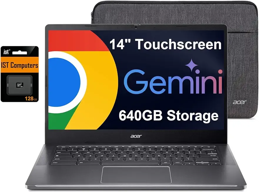 Acer Chromebook Plus 514 Laptop w/ Google AI (14" FHD Touchscreen, Intel 8-Core i3-N305, 8GB RAM, 640GB Storage, 2TB Cloud Storage) Business, Student, 11-Hr Long Battery Life, 1080p Webcam, Chrome OS