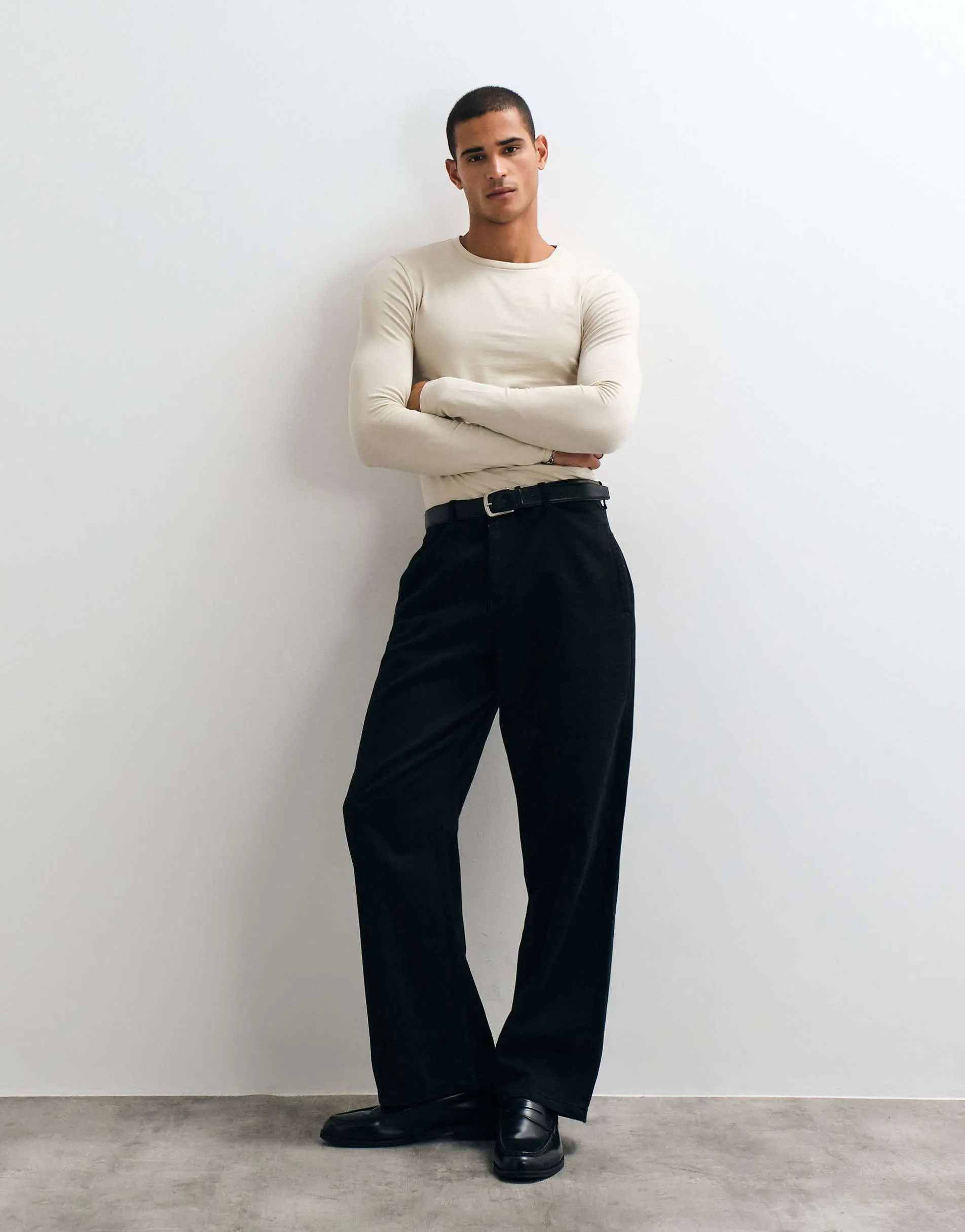 ASOS DESIGN Essentials muscle fit long sleeve t-shirt in beige