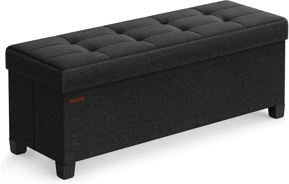 Storage Ottoman Bench, Foldable Foot Rest with Legs, 15 x 43 x 15.7 Inches, End of Bed Bench, Storage Chest, Load up to 660 lb, for Living Room, Bedroom, Entryway, Ink Black ULSF018B01