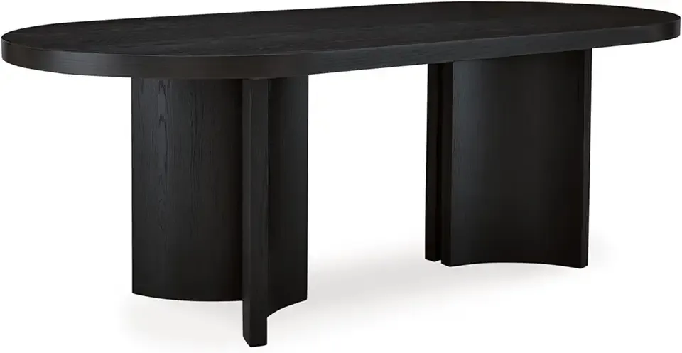 Signature Design by Ashley Rowanbeck Minimalist Dining Table for 8 People, Black