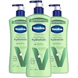 Vaseline Intensive Care Body Lotion for Dry Skin Soothing Hydration Lotion Made with Ultra-Hydrating Lipids + 1% Aloe Vera Extract to Refresh Dehydrated Skin 20.3 oz, Pack of 3 (packaging May Vary)