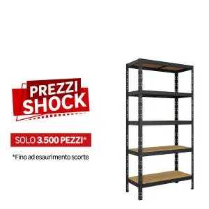 Scaffale in kit 5 ripiani Pokerino L 90 x P 40 x H 180 cm grigio antracite, portata per ripiano 200 kg