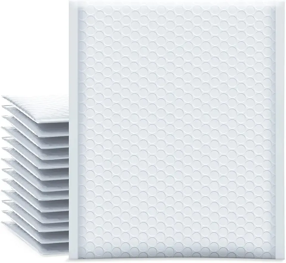 UCGOU Bubble Mailers 8.5x12 Inch White 25 Pack Usable Size 8.5x11 Poly Padded Envelopes #2 Medium Mailing Opaque Packaging Postal Self Seal Waterproof Boutique Shipping Bags for Clothes Makeup