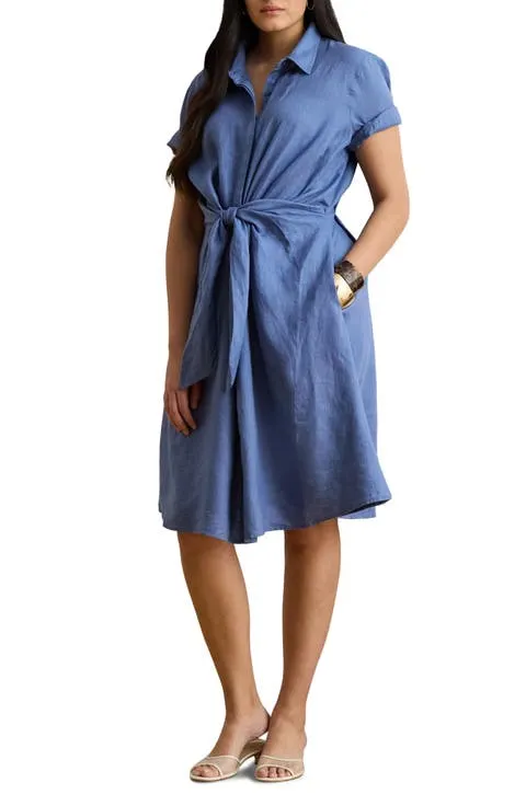 Tie Waist Linen Shirtdress