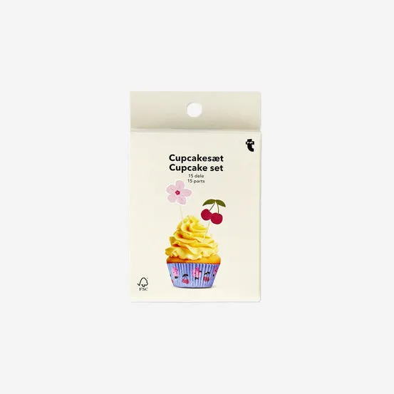 Blomsterdekorasjonssett til cupcakes - 15 deler