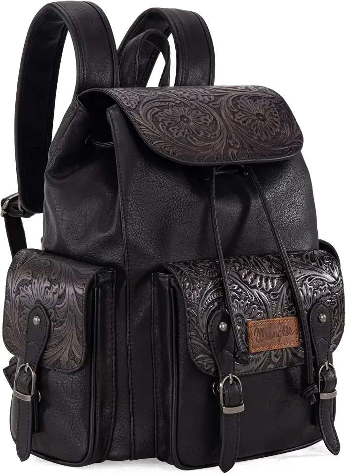Wrangler Backpack Purse for Women Men Western Backpack Floral Tooled Travel Bags