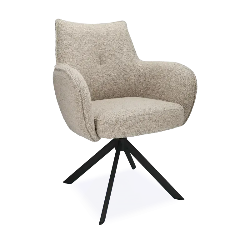 Armstoel Florian – draaibaar – stof Taurus Desert – poot zwart
