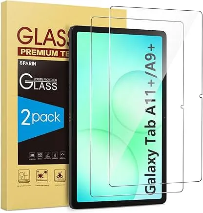 SPARIN 2 Pack Screen Protector for Samsung Galaxy Tab A11 Plus/A9 Plus [11 Inch-2025/2023], Tempered Glass for Tablet A11+/A9+ (SM-X230/X235/236B/X210/X216/X218), Case Friendly, HD Clear SPARIN 2 Pack Screen Protector for Samsung Galax…