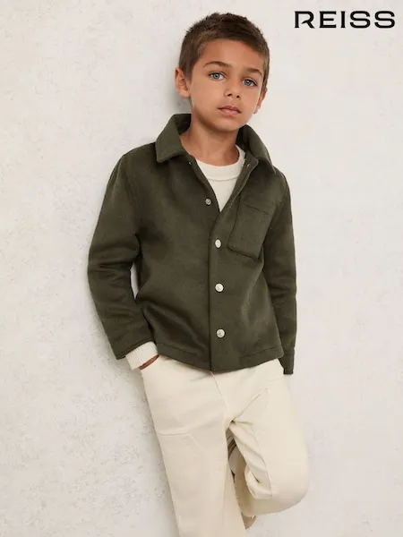 Reiss Charcoal Benjamin 3-9 yrs Wool-Blend Detachable-Hood Overshirt