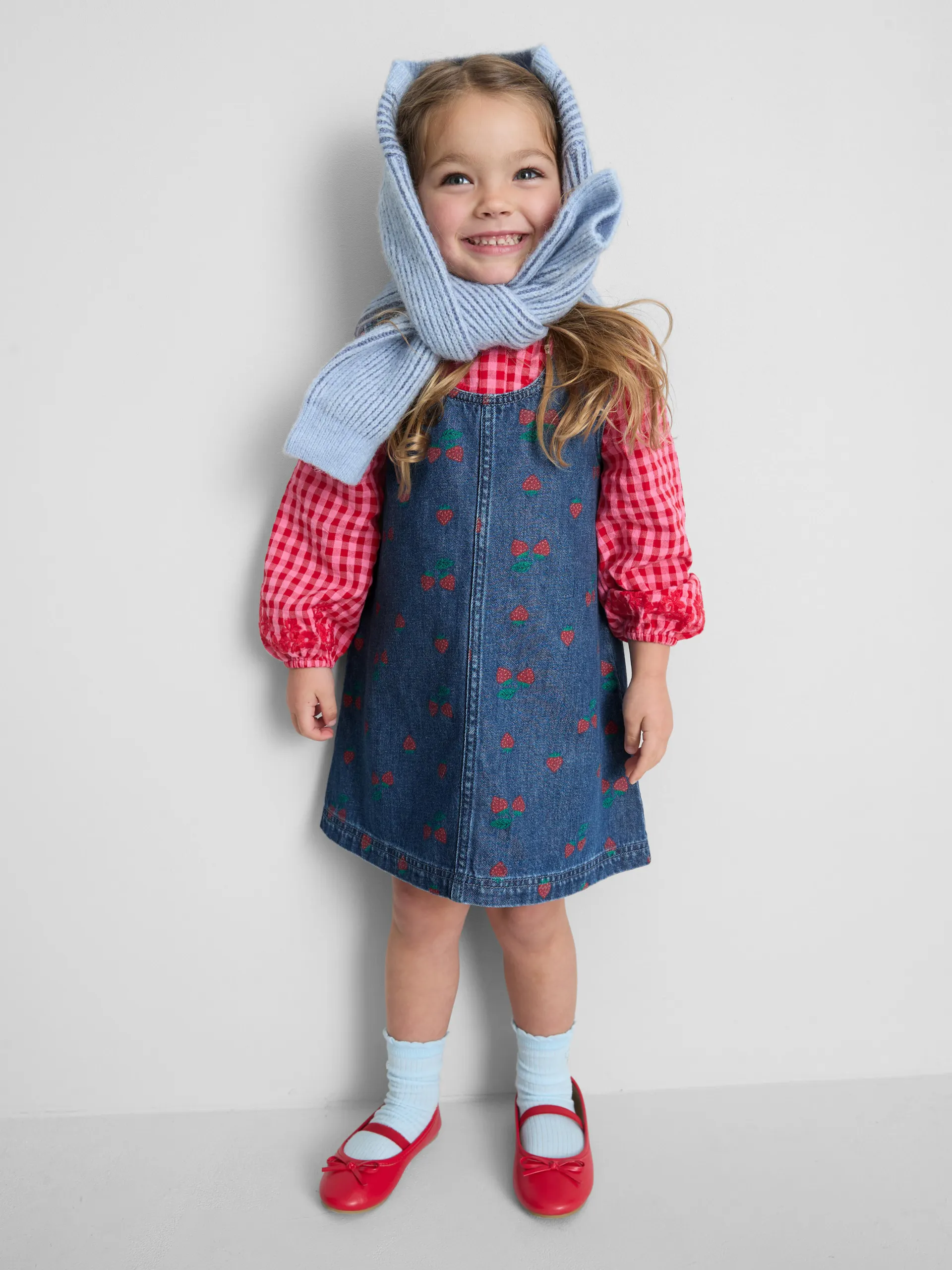 18 mois–8 ans | Robe chasuble en denim imprimé